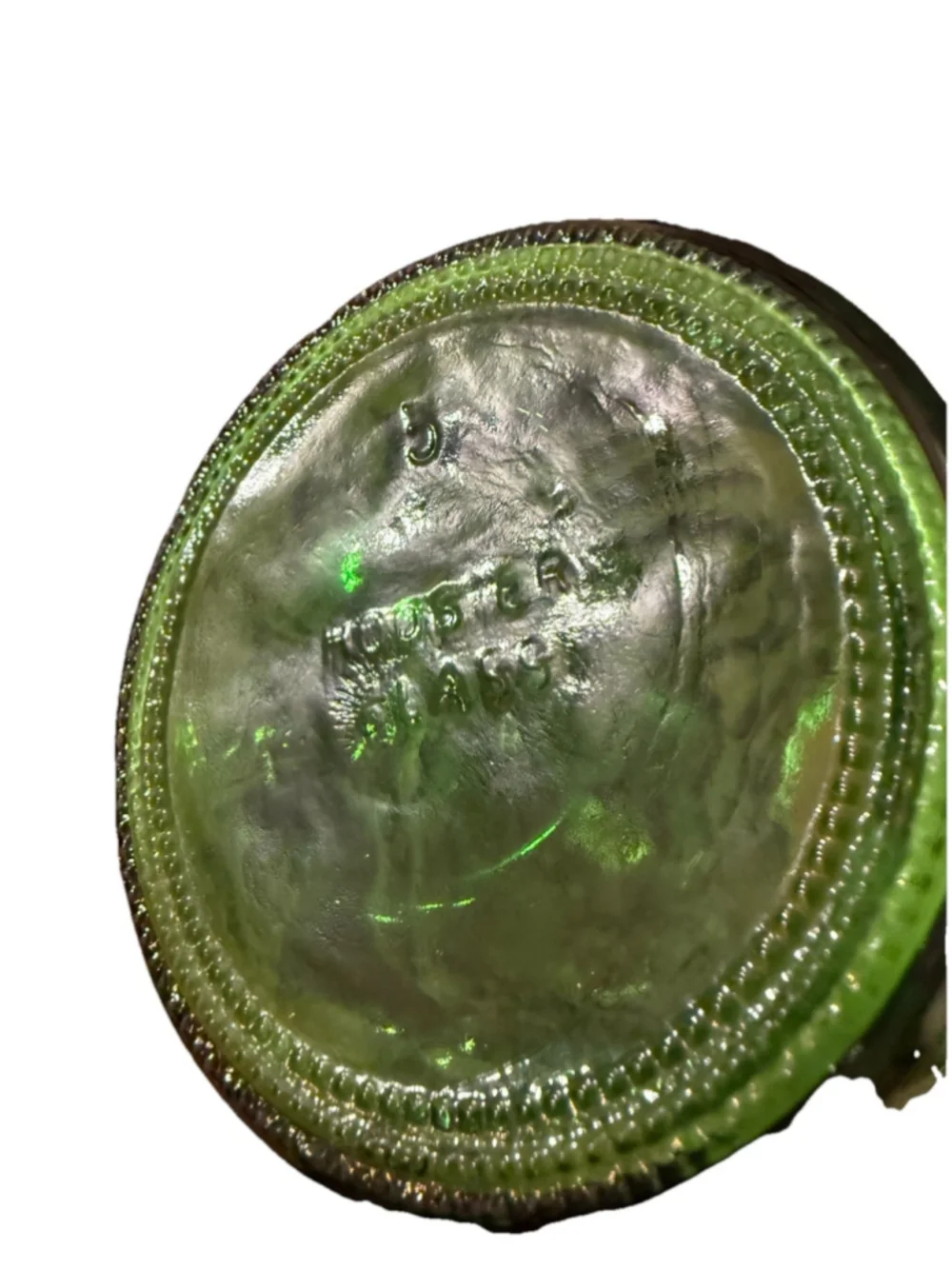 Vintage Hoosier Glass Vase Emerald Green Textured Bark, #5